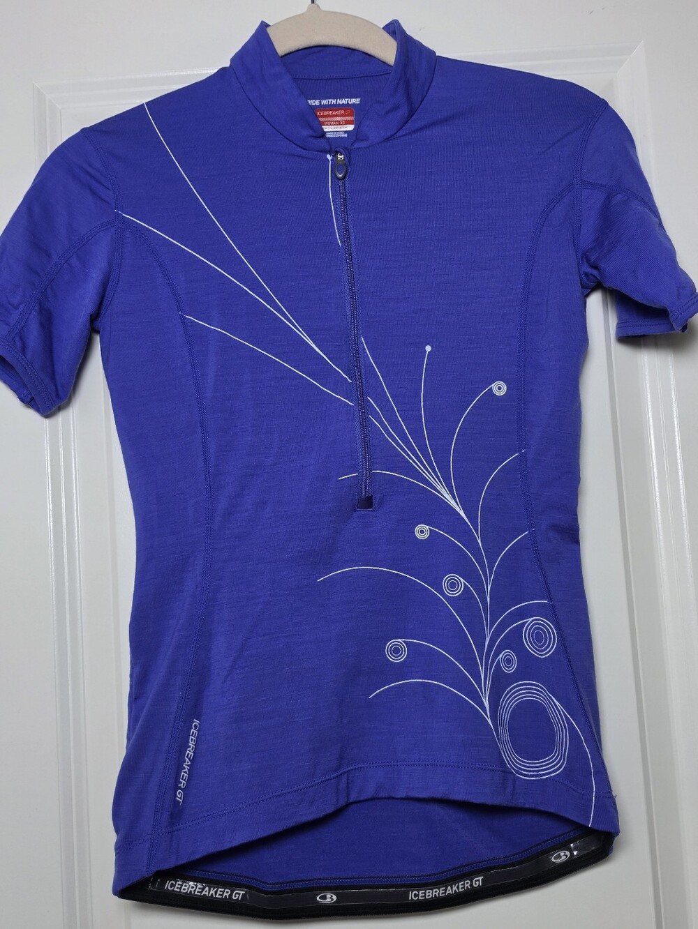 Icebreaker GT 97% Merino Wool Cycling Jersey Women's XS Purple 1/2 Zip Shirt